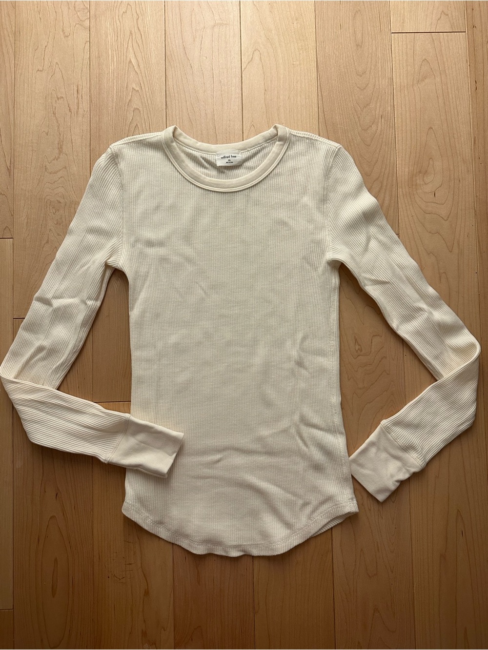 Like-New- Aritzia Wilfred Free Ara Waffle-Knit Crewneck Cream Longsleeve